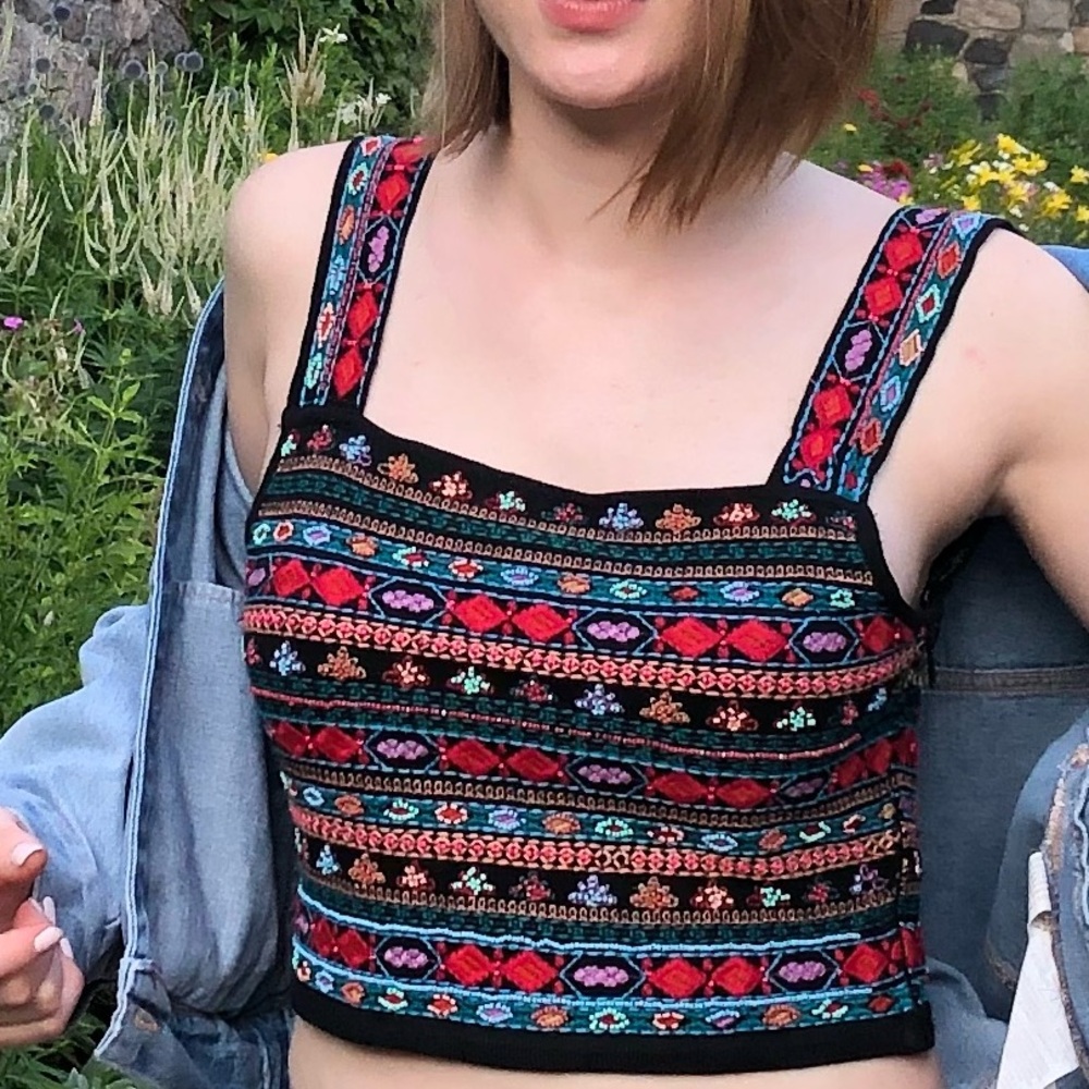 Zara Colorful Geometric Crop Top